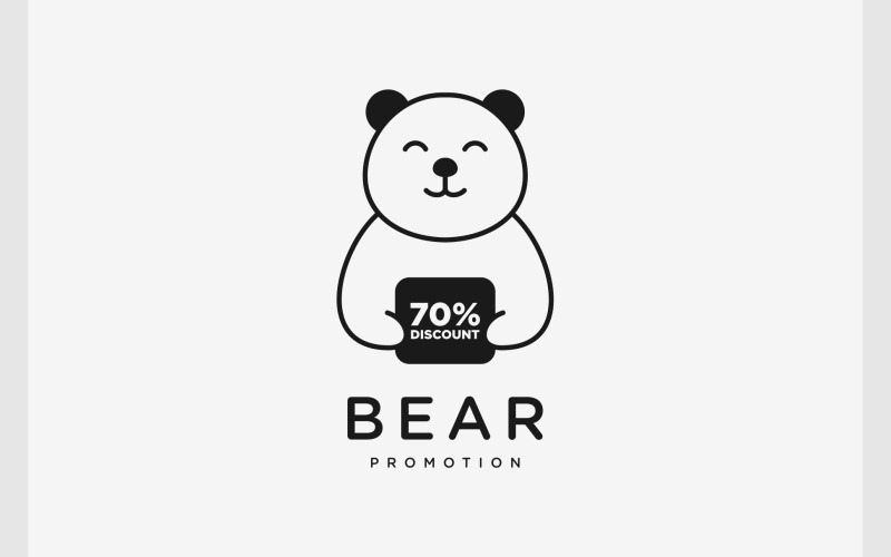Logotipo da mascote do desconto da promoção do urso