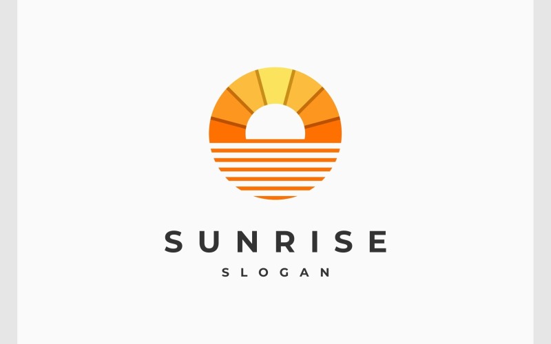 Logotipo da vista do sol do círculo do pôr do sol do nascer do sol