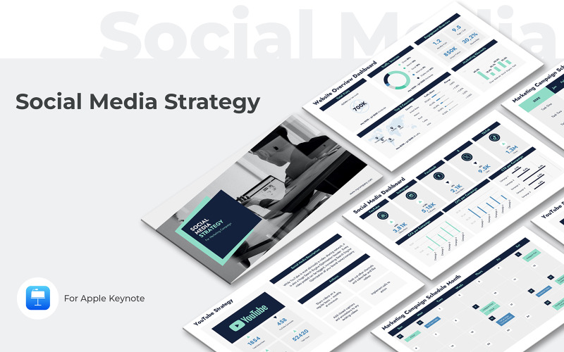 Modello di presentazione keynote della strategia sui social media