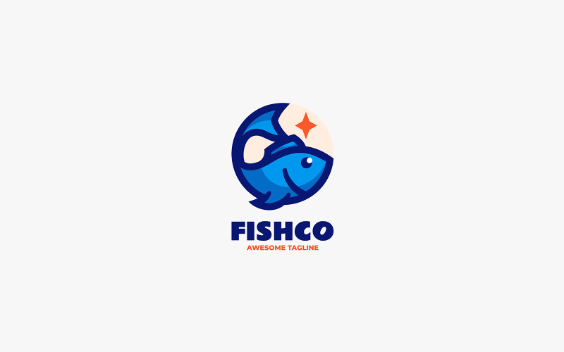 Blå fisk enkel maskot logotyp