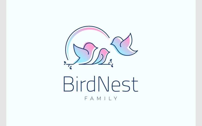 Kuş Yuvası Ailesi Minimalist Logosu