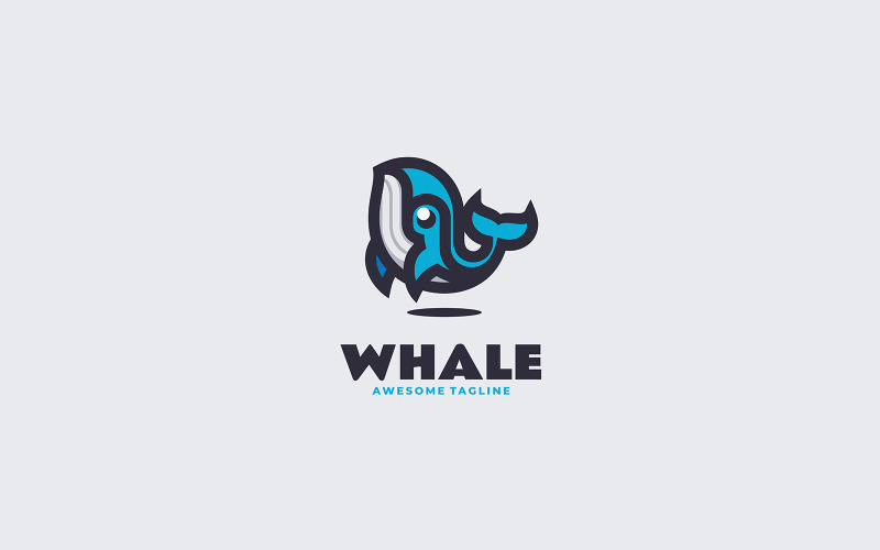 Logo de mascotte simple de baleine 2