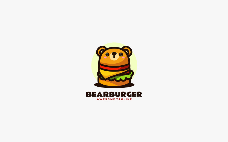Logo del fumetto della mascotte dell'orso hamburger