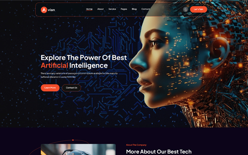 Avian - PSD-шаблон искусственного интеллекта AI