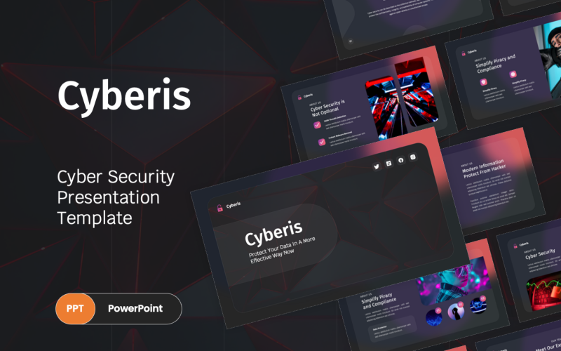 Cyberis — szablon programu PowerPoint dotyczący bezpieczeństwa cybernetycznego