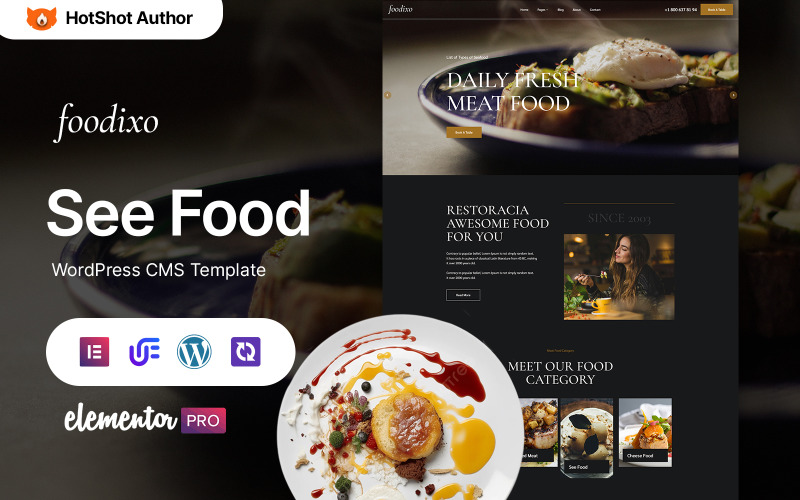 Foodixo - Sea Food étterem Elementor Wordpress téma