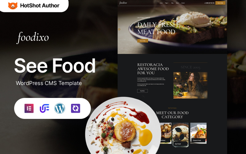 Foodixo - WordPress тема Elementor для ресторана морепродуктов