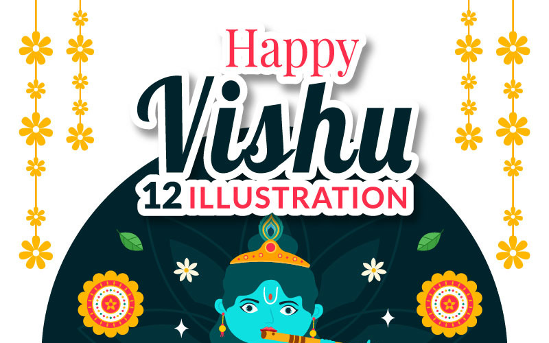 12 Gelukkige Vishu-illustratie