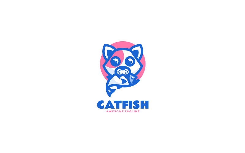 Логотип простого талісмана риби-кішки 1