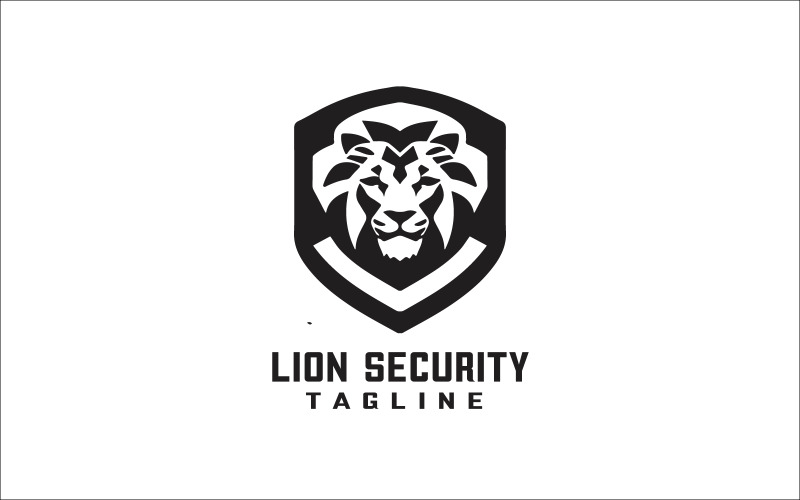Modello di progettazione del logo della sicurezza Lion