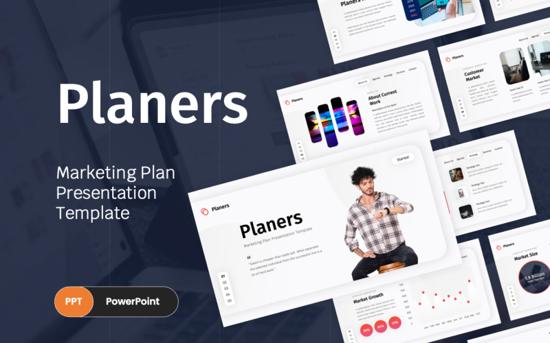 Planers Marketing Plan PowerPoint Template