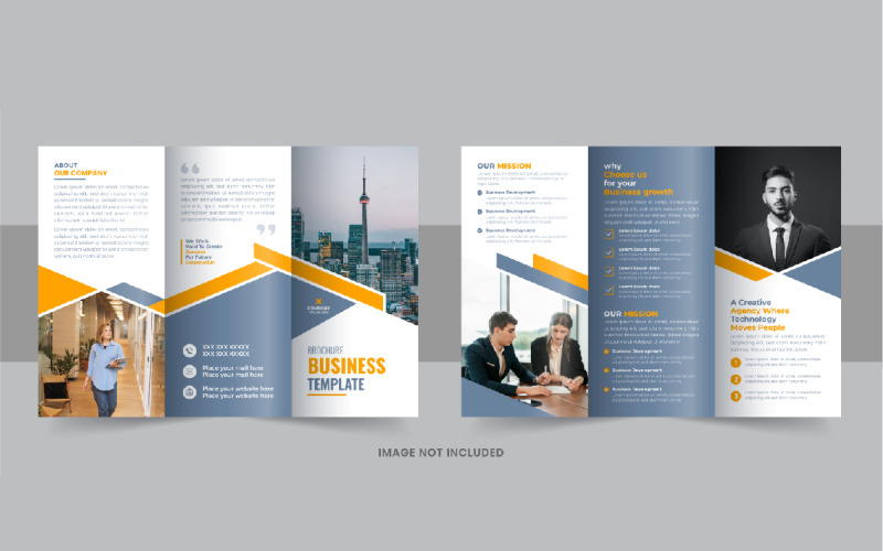 Potrójna broszura firmowa, układ szablonu nowoczesnej broszury biznesowej