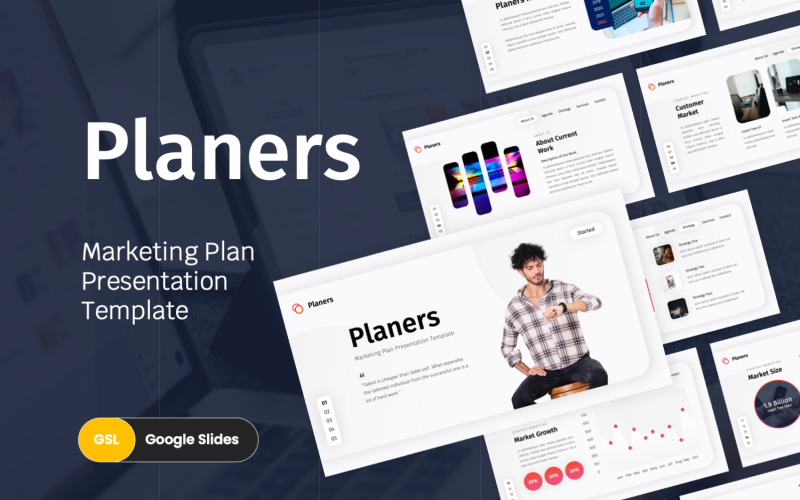 Шаблон слайдов Google Маркетингового плана Planers