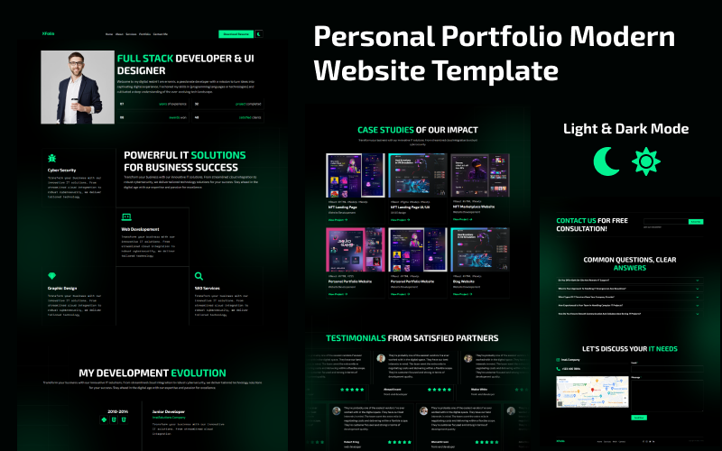 xFolio - Modello di sito Web moderno della pagina di destinazione del portfolio personale