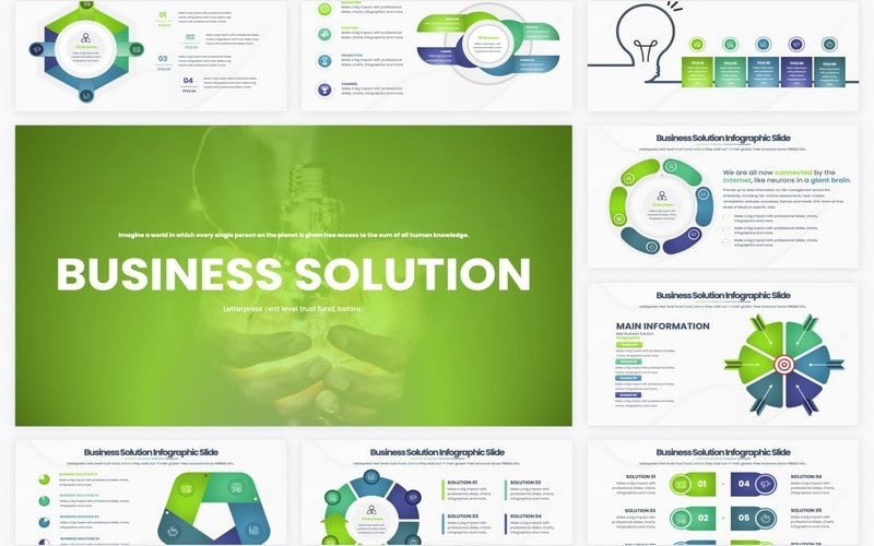 PPT de solución empresarial: diapositivas de infografías de PowerPoint