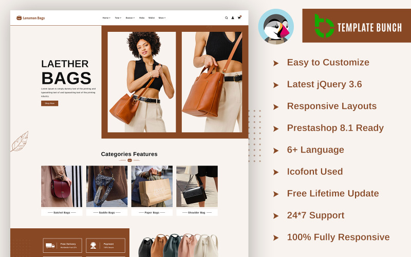 Lensman Bags - 电子商务响应式 Prestashop 主题