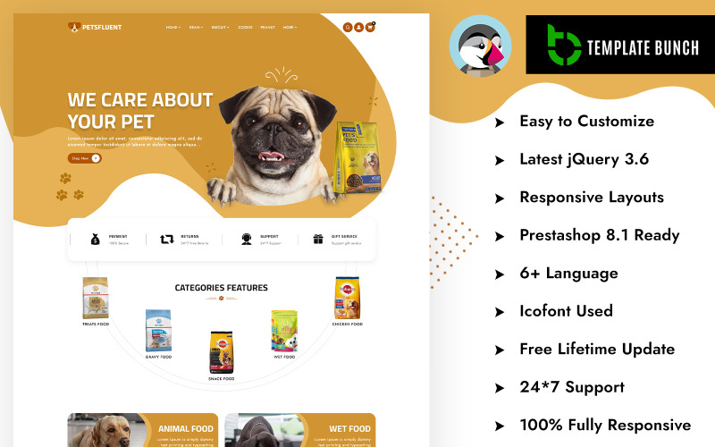 Petsfluent - Responsief Prestashop-thema voor e-commerce