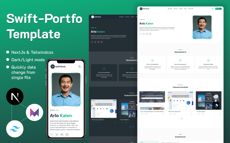 Swift-Portfo | NextJs portföljmall