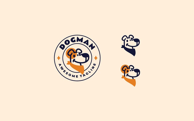 Dog Man Line Art Logo Design