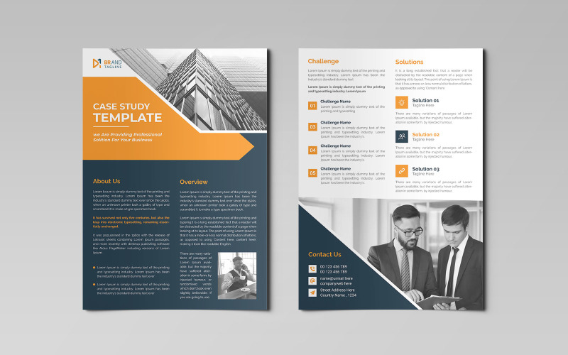 Temiz ve minimal profesyonel kurumsal vaka çalışması broşür tasarım şablonu