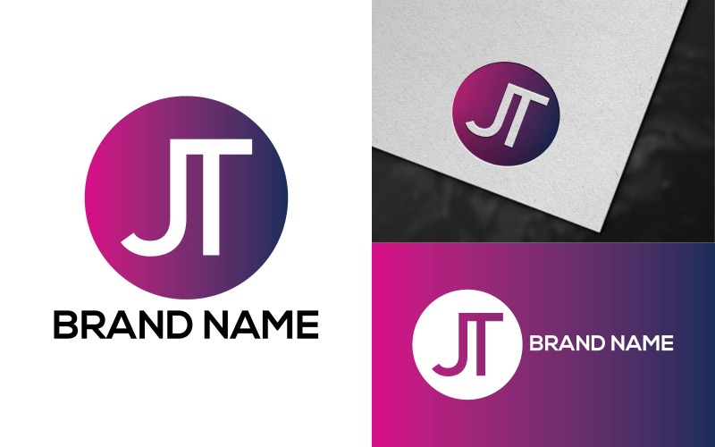 Daire JT Mektup Logo Şablonu Tasarımı