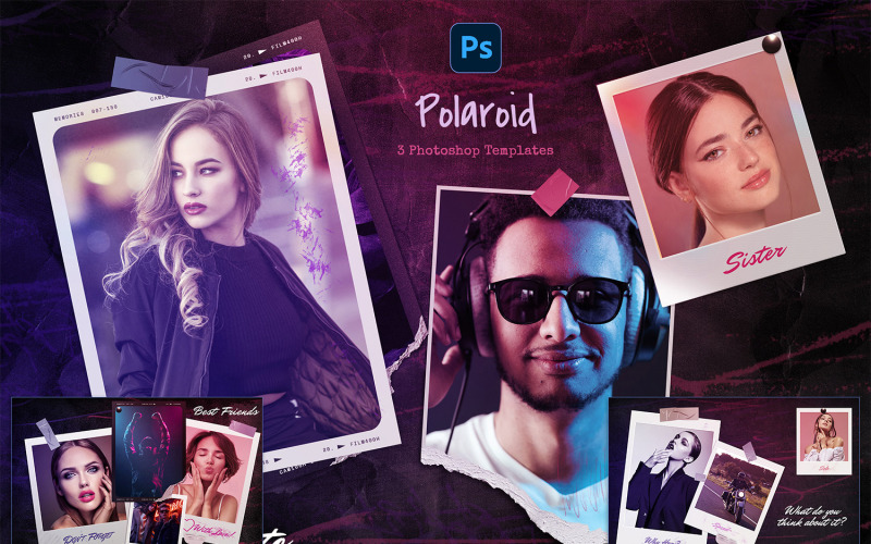 Фотошаблони Polaroid з неоновим світлом