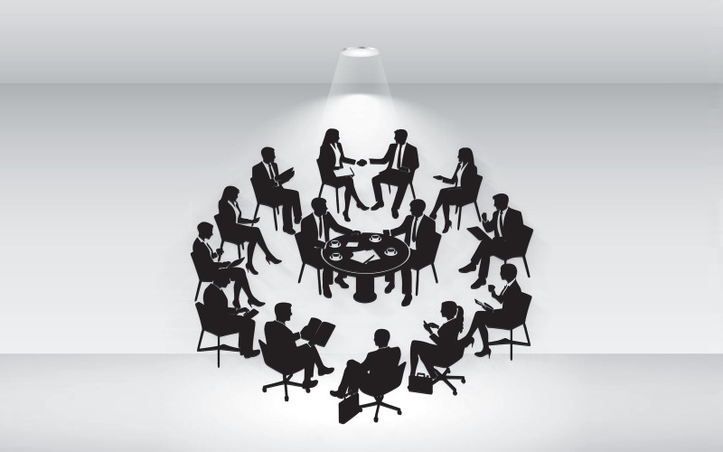 Mensen ontmoeten silhouet illustratie sjabloon Vector