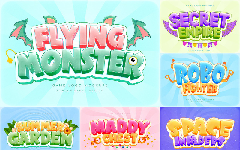 Spellogotyp Texteffekter Photoshop-mallar