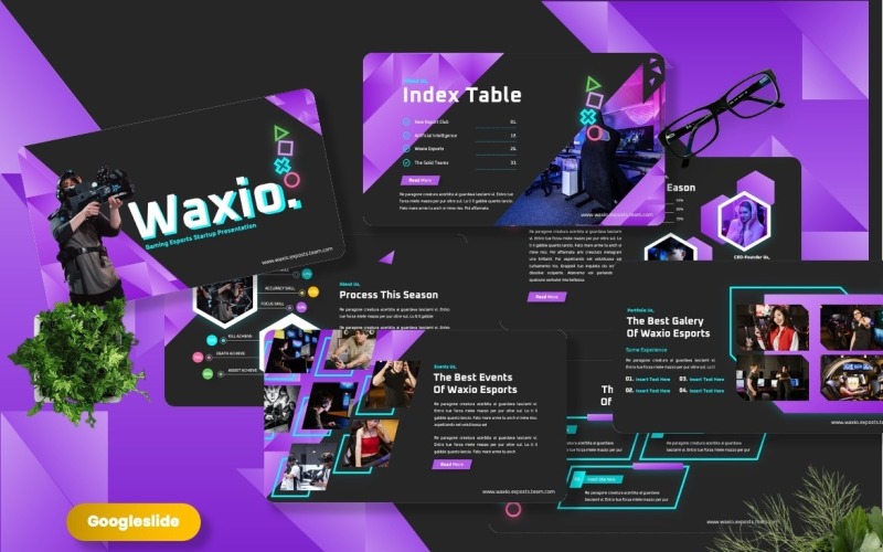 Waxio - Gaming Esports Googleslide Template