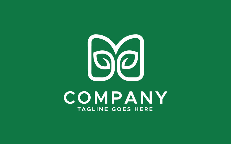M brief blad plant logo ontwerpsjabloon