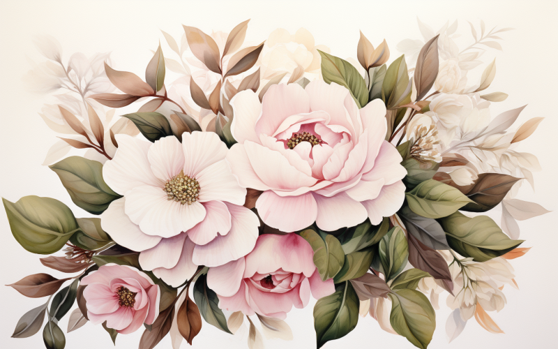 Bouquets de fleurs aquarelles, fond d'illustration 12