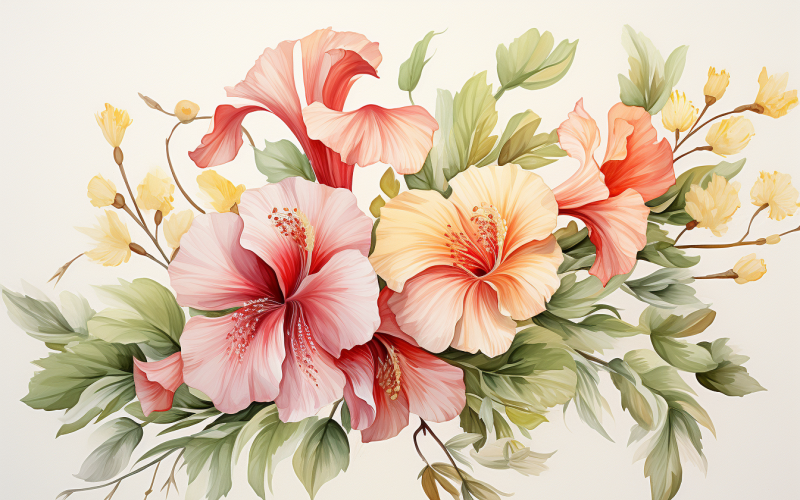 Bukiety kwiatów akwarelowych, tło ilustracji 26