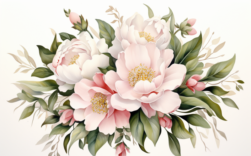 Ramos de flores de acuarela, fondo de ilustración 09