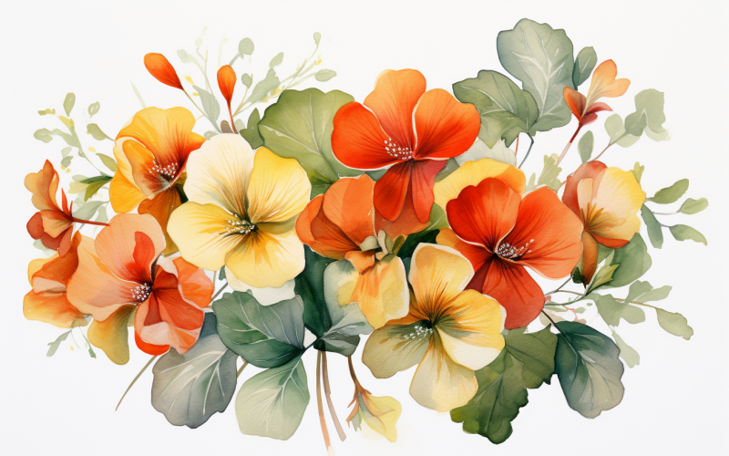 Ramos de flores de acuarela, fondo de ilustración 35