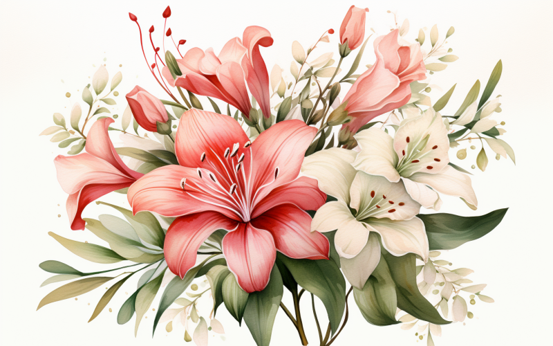 Mazzi di fiori ad acquerello, sfondo illustrazione 02