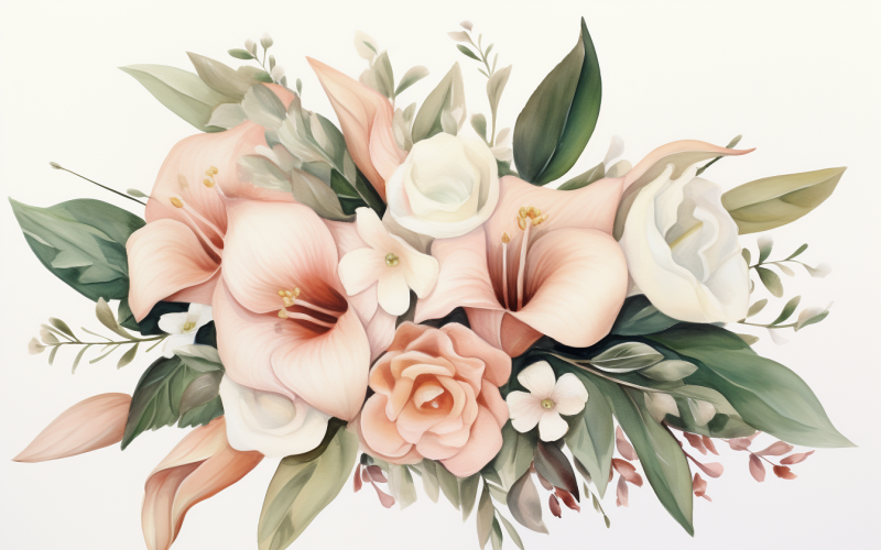 Mazzi di fiori ad acquerello, sfondo illustrazione 05