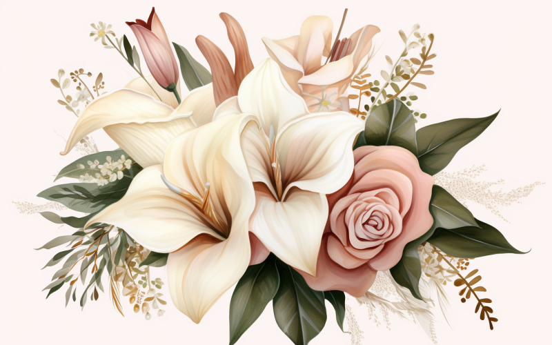 Akvarell blombuketter, illustration bakgrund 06
