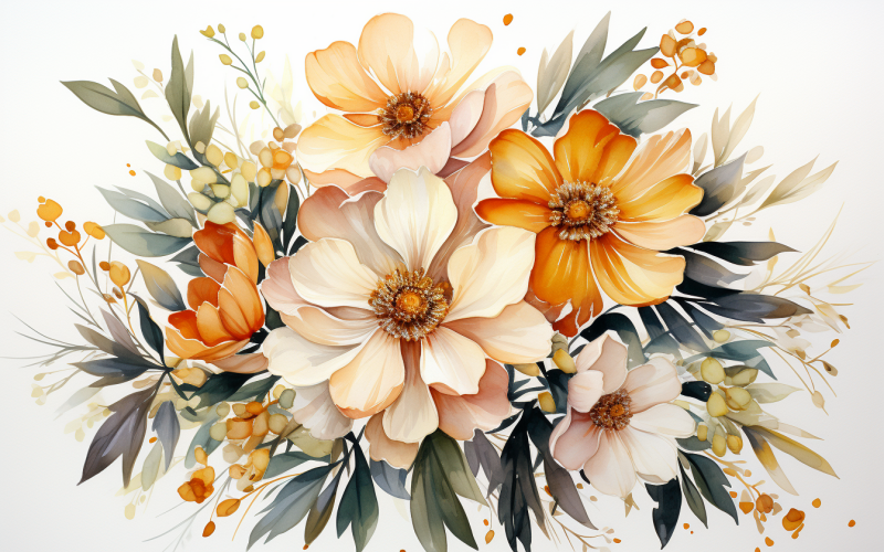 Akvarell blombuketter, illustration bakgrund 16