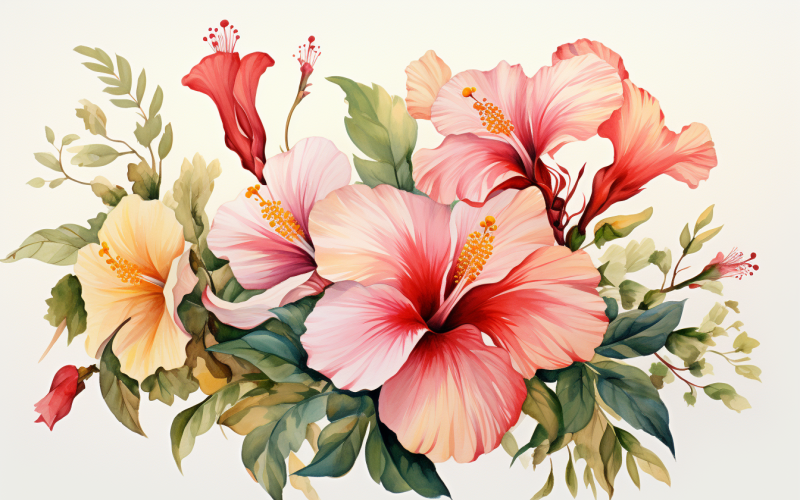Watercolor Flowers Bouquets, illustration background 24