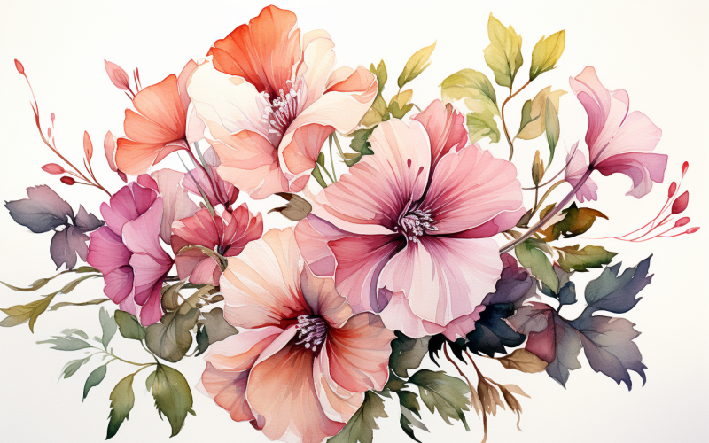 Aquarell-Blumensträuße, Illustrationshintergrund 40