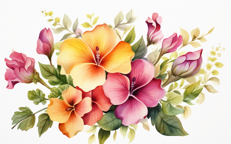 Mazzi di fiori ad acquerello, sfondo dell'illustrazione 46