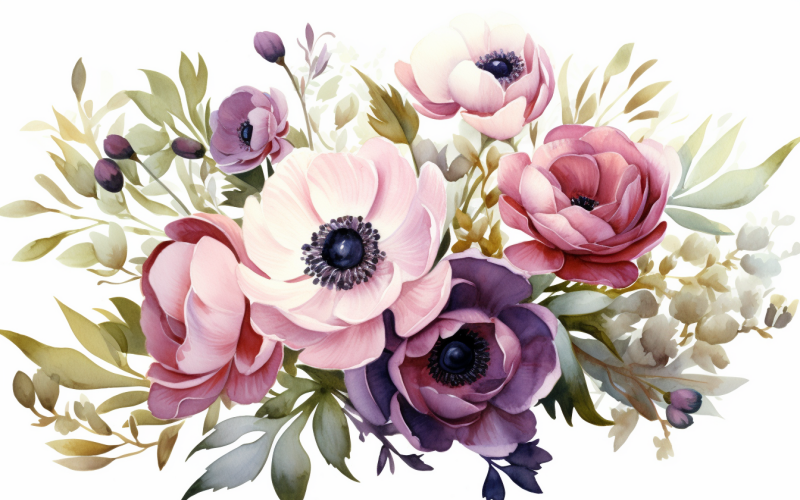 Aquarell-Blumensträuße, Illustrationshintergrund 93