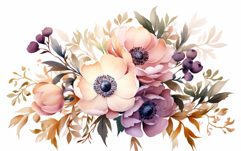 Aquarell-Blumensträuße, Illustrationshintergrund 96