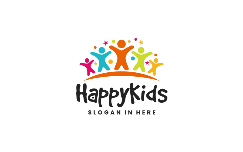 Gelukkige kinderen leuk logo sjabloon