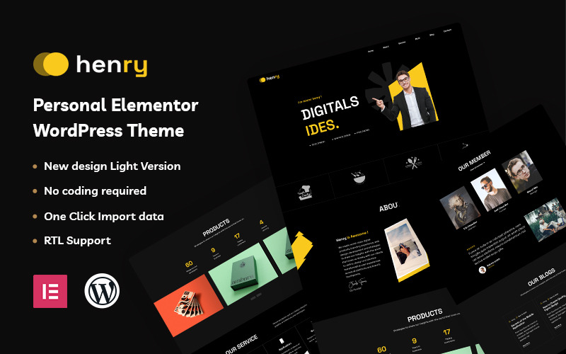 Henry - Persoonlijk Elementor WordPress-thema
