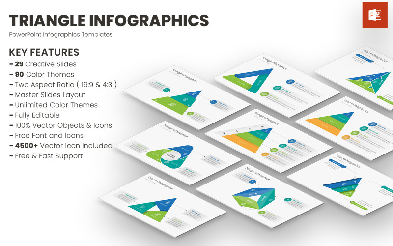 Modelos de PowerPoint de infográficos triangulares
