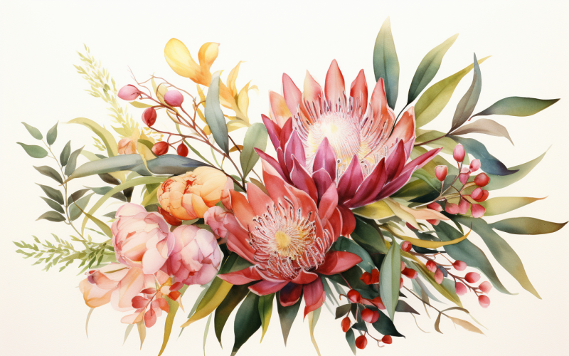 Akvarell blombuketter, illustration bakgrund 100