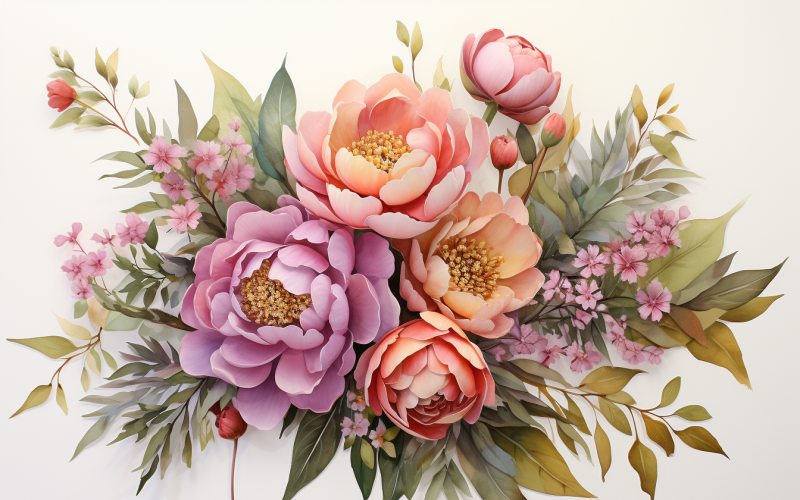 Akvarell blombuketter, illustration bakgrund 105