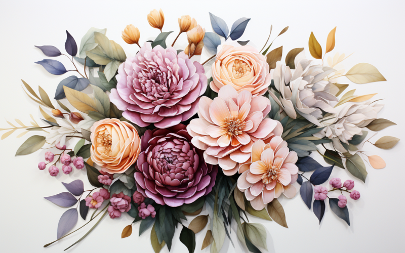 Bouquets de fleurs aquarelles, fond d'illustration 106