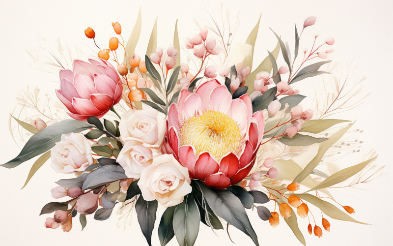 Suluboya Çiçek Buketleri, illüstrasyon arka planı 108